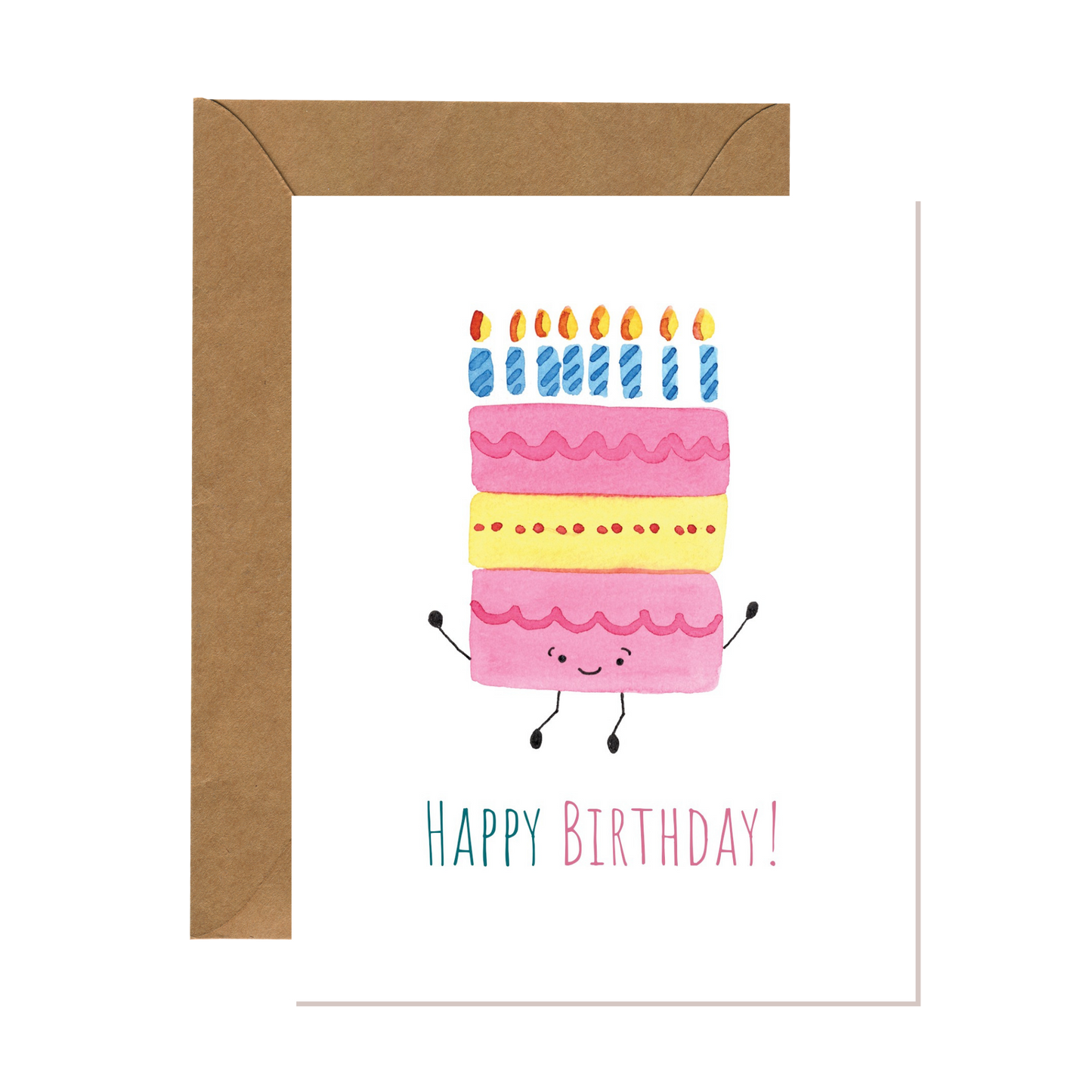 Watercolor Birthday Cake Card