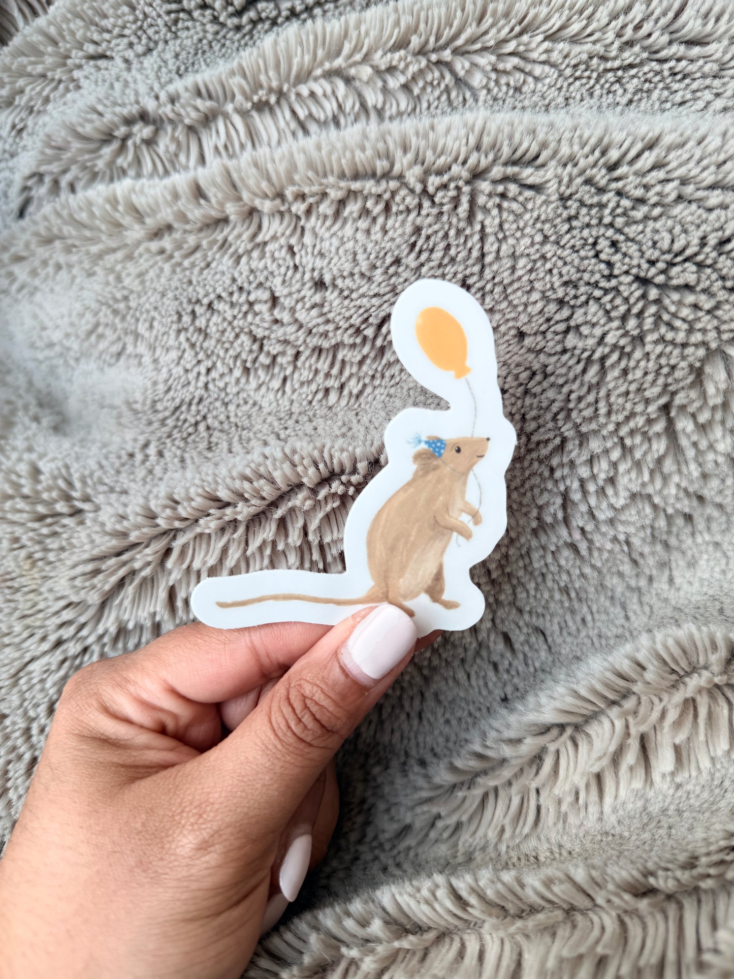Quiet Birthday Mouse Vinyl Sticker