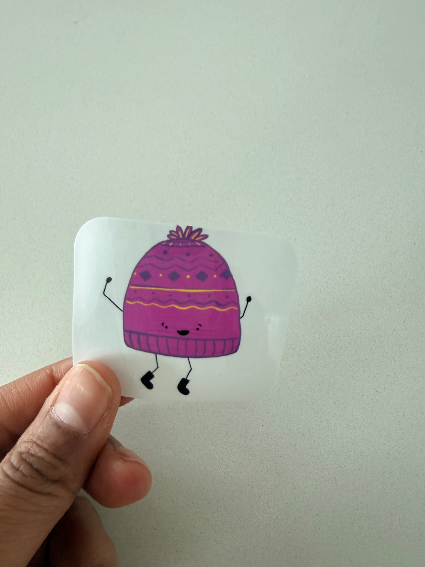 Cozy Pink Toque Winter Hat Sticker