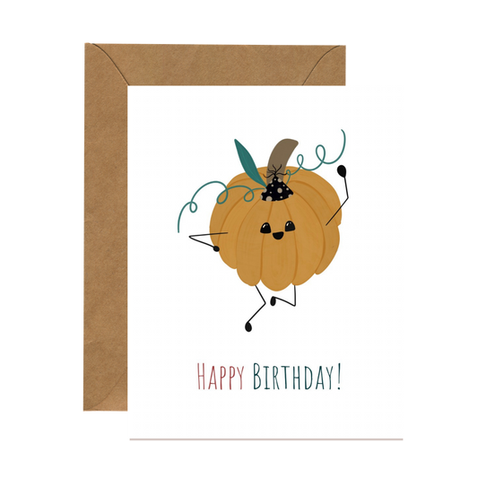 Dancing Pumpkin Birthday Card | Fall/Autumn Birthdays