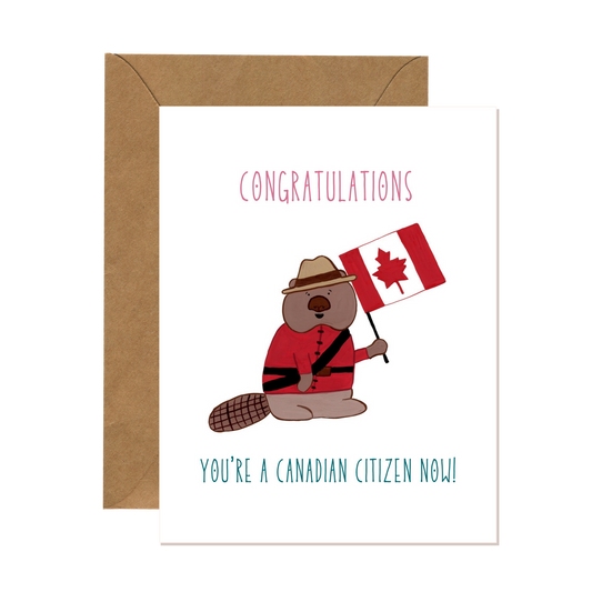 Happy Beaver Canadian Citizenship Congratulations Card