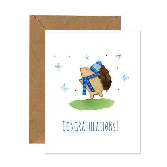 Cozy Hedgehog Congratulations Card