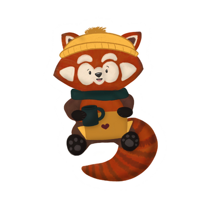 Cozy Red Panda Vinyl Sticker