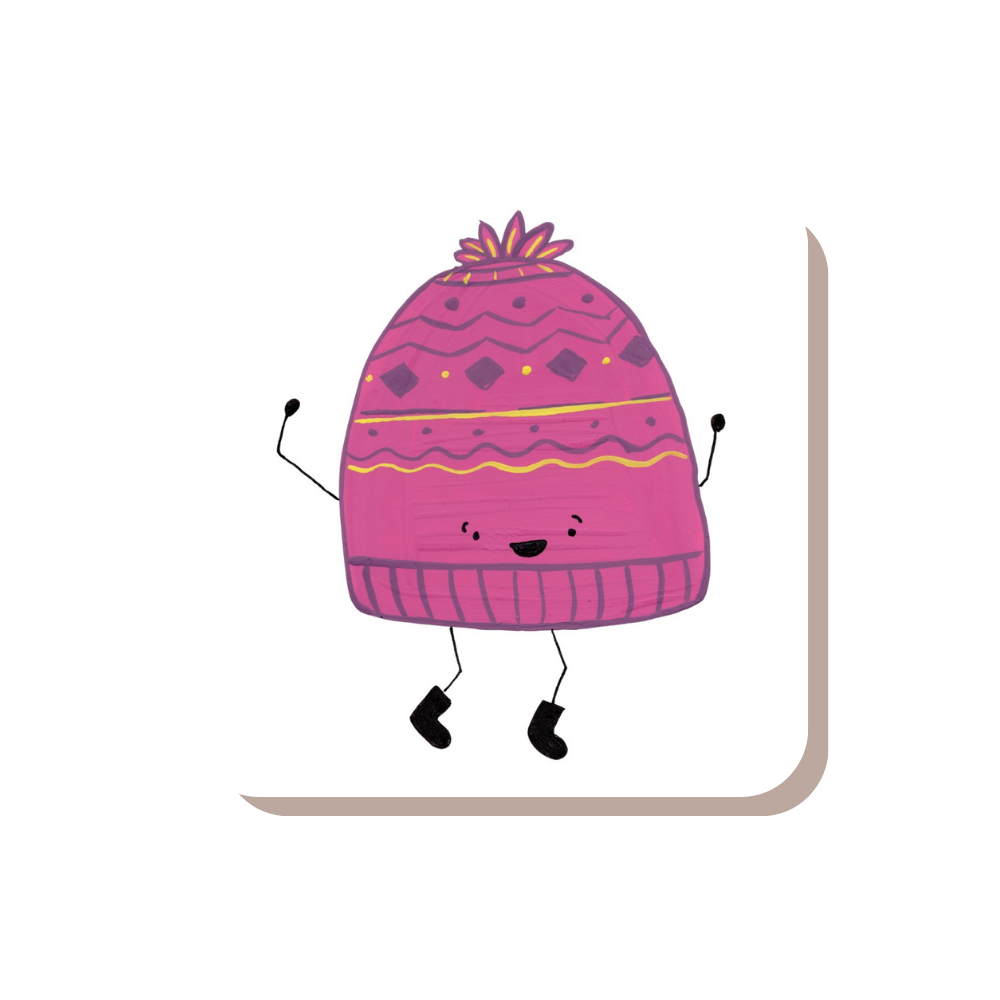 Cozy Pink Toque Winter Hat Sticker