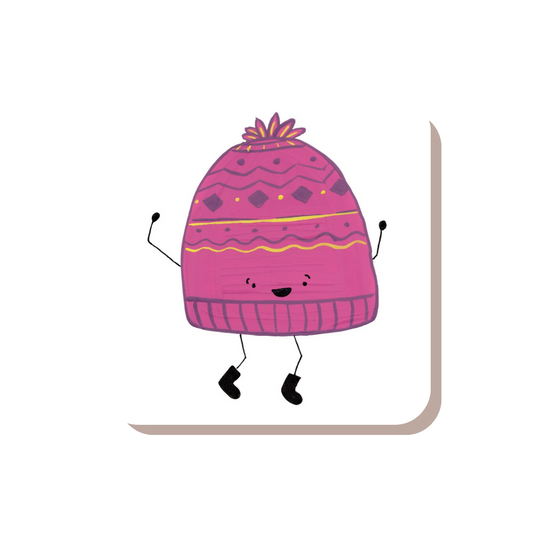 Cozy Pink Toque Winter Hat Sticker