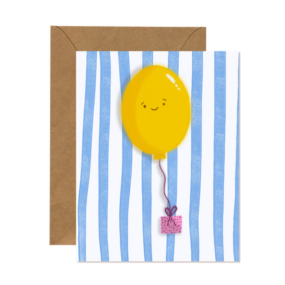 Yellow Balloon Birthday Card