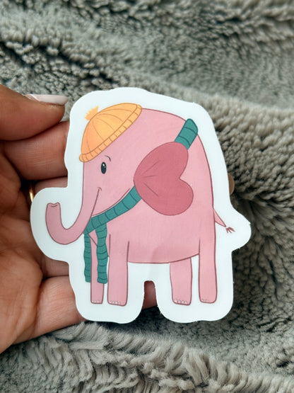 Cozy Elephant Vinyl Sticker