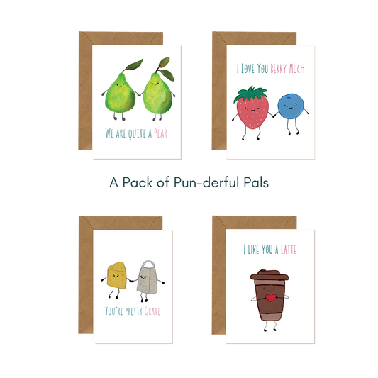 Food Pun Greeting Card Bundle (Set of 4)