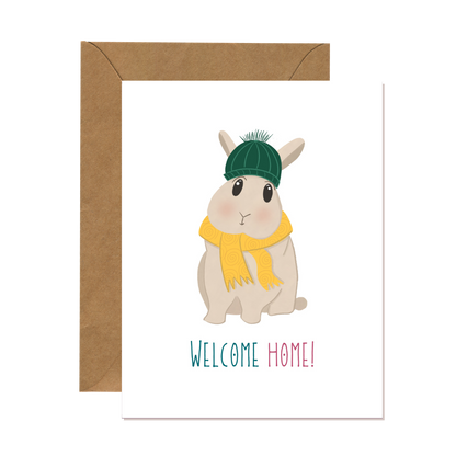 Welcome Home Cozy Winter Bunny Card