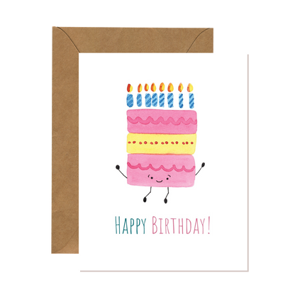 Watercolor Birthday Cake Card