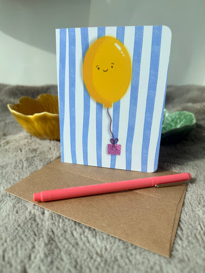 Yellow Balloon Birthday Card