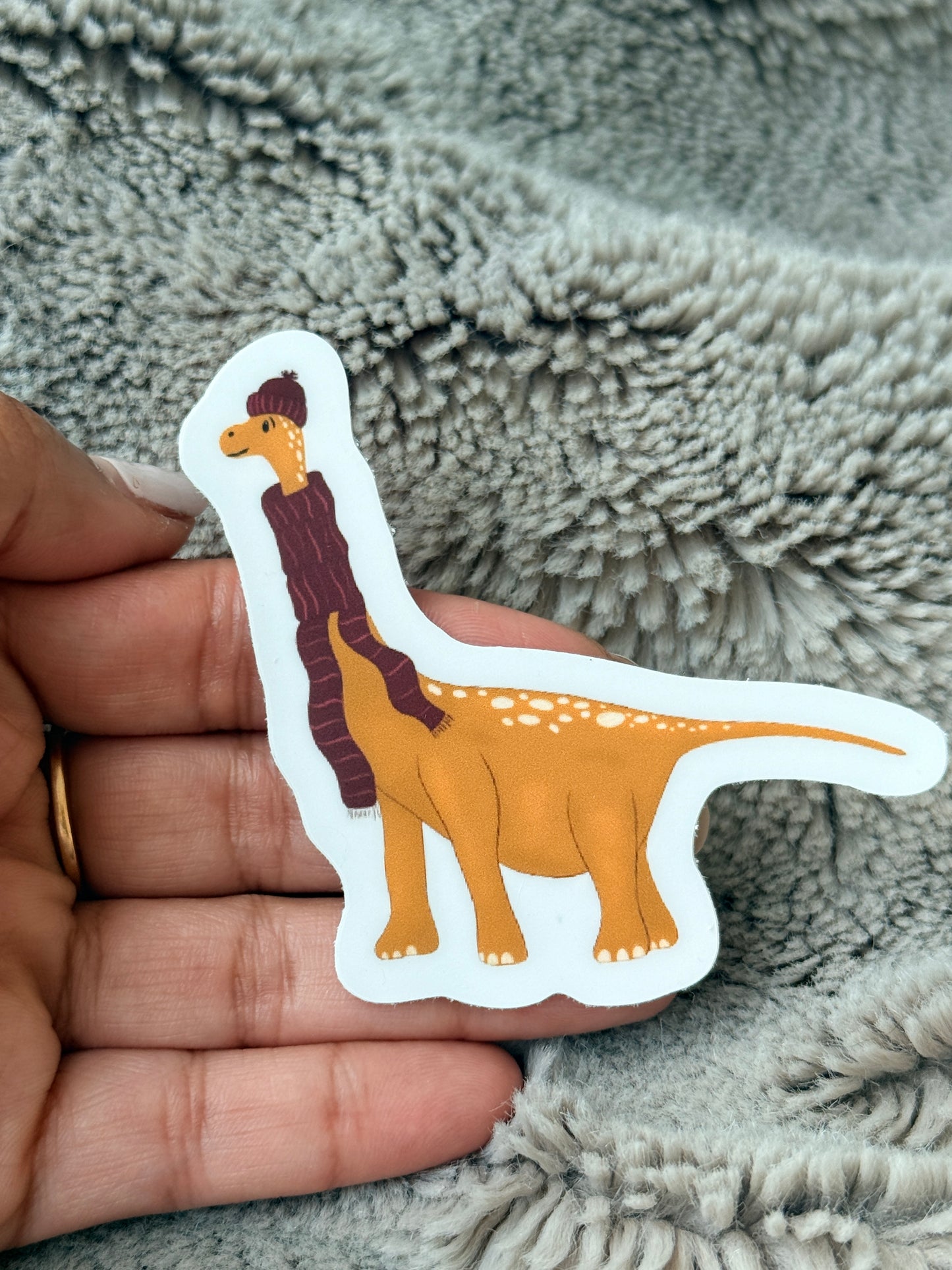 Cozy Brontosaurus Vinyl Sticker | Dino Lover Decal