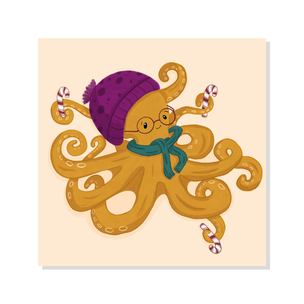 Cozy Winter Octopus Vinyl Sticker