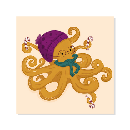 Cozy Winter Octopus Vinyl Sticker