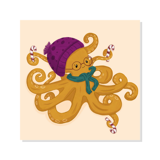Cozy Winter Octopus Vinyl Sticker