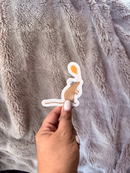 Quiet Birthday Mouse Vinyl Sticker