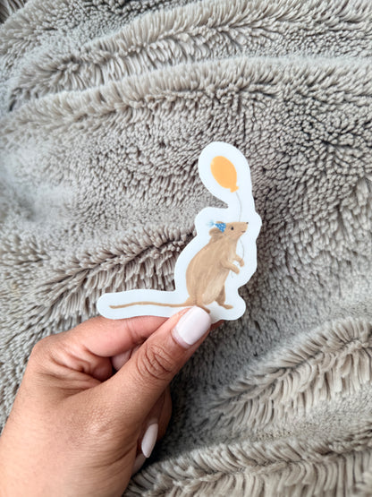 Quiet Birthday Mouse Vinyl Sticker
