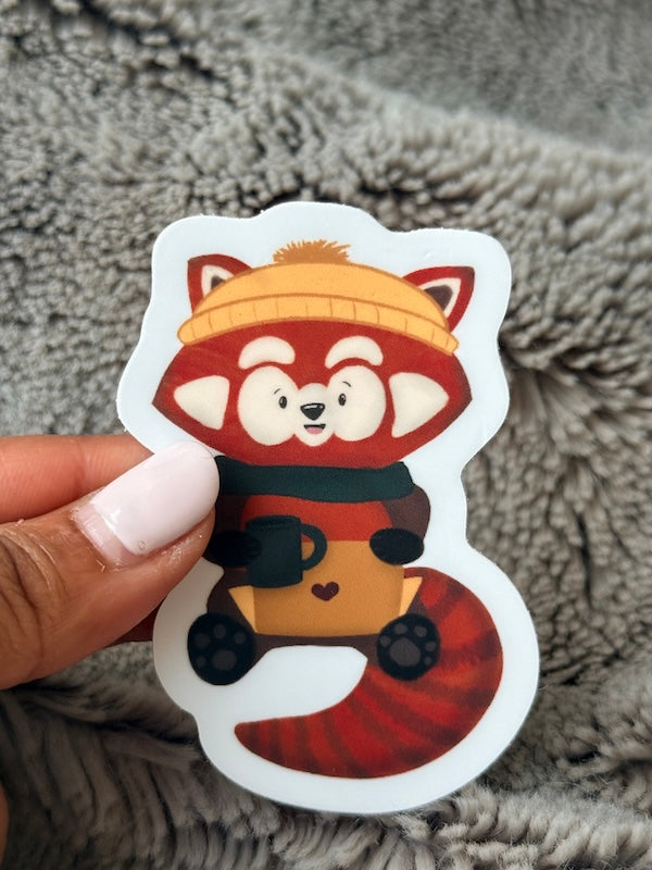 Cozy Red Panda Vinyl Sticker