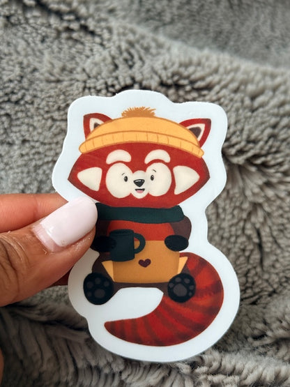 Cozy Red Panda Vinyl Sticker
