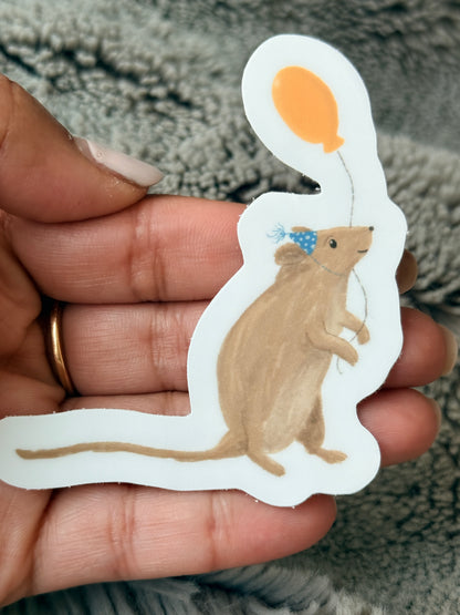 Quiet Birthday Mouse Vinyl Sticker