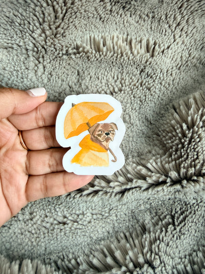 Grumpy Pug Rainy Day Sticker