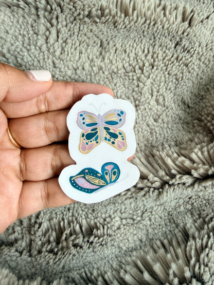 Modern Folk Art Butterflies Vinyl Sticker