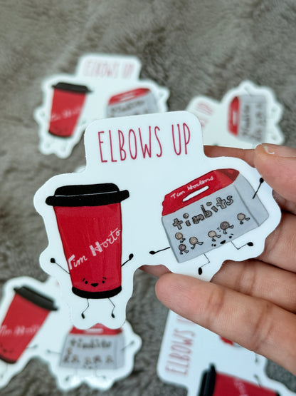 Elbows Up Tim's Sticker