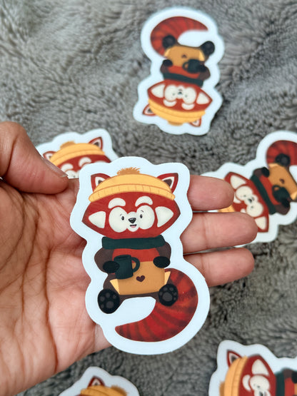 Cozy Red Panda Vinyl Sticker
