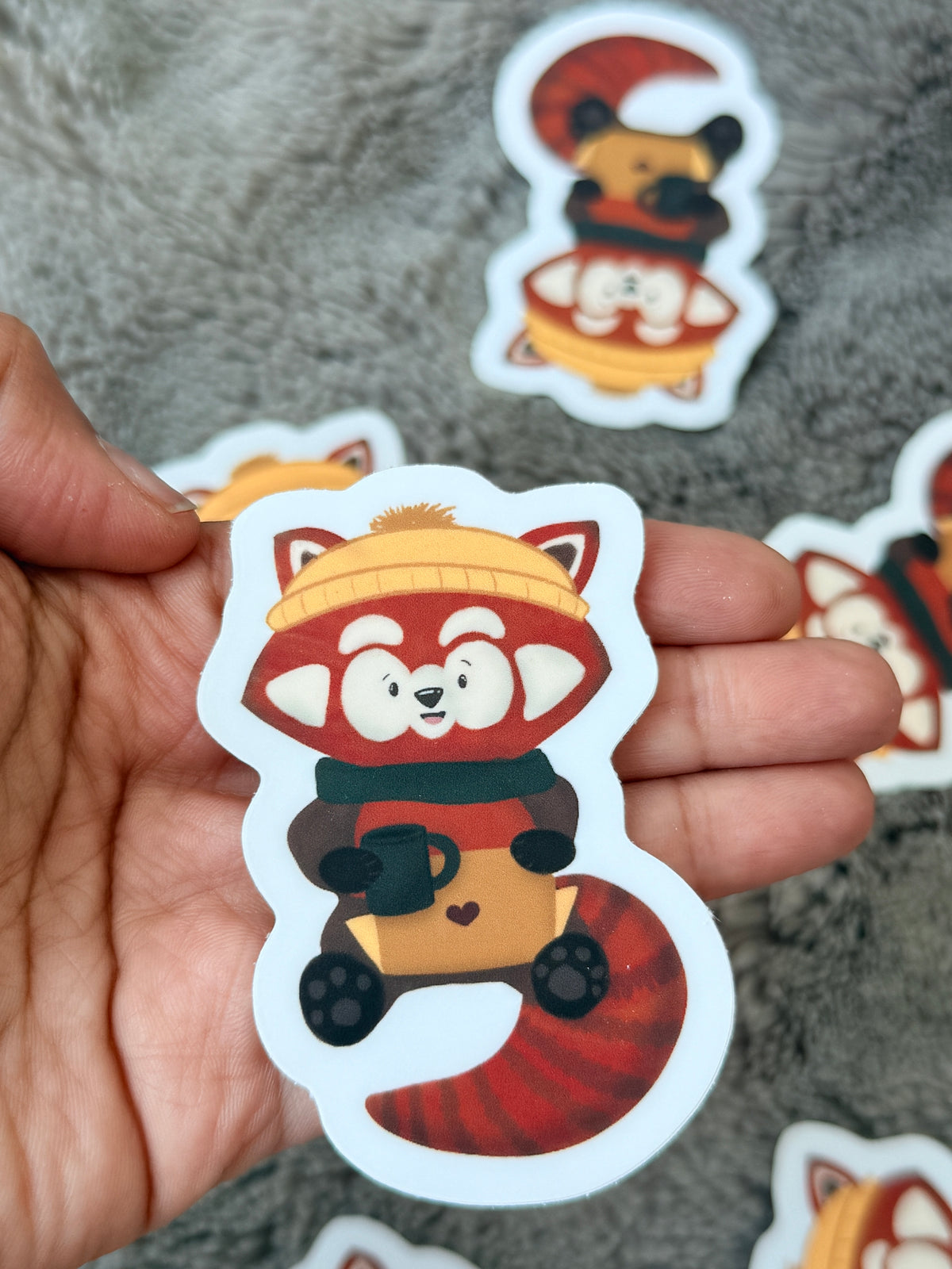 Cozy Red Panda Vinyl Sticker