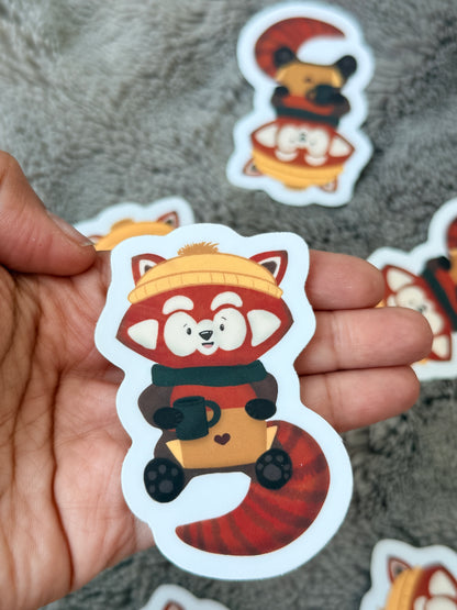 Cozy Red Panda Vinyl Sticker