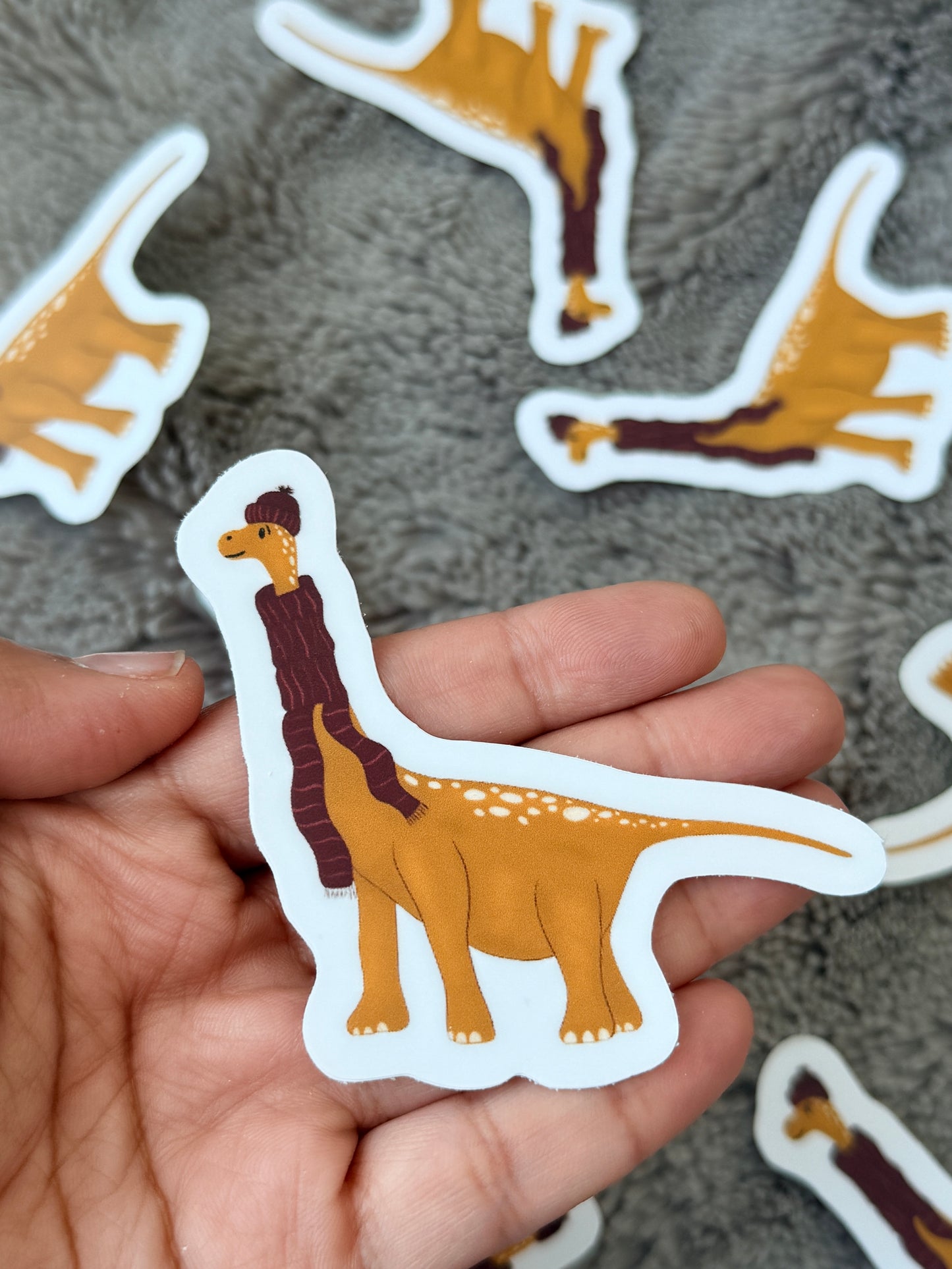 Cozy Brontosaurus Vinyl Sticker | Dino Lover Decal