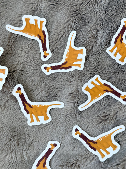 Cozy Brontosaurus Vinyl Sticker | Dino Lover Decal