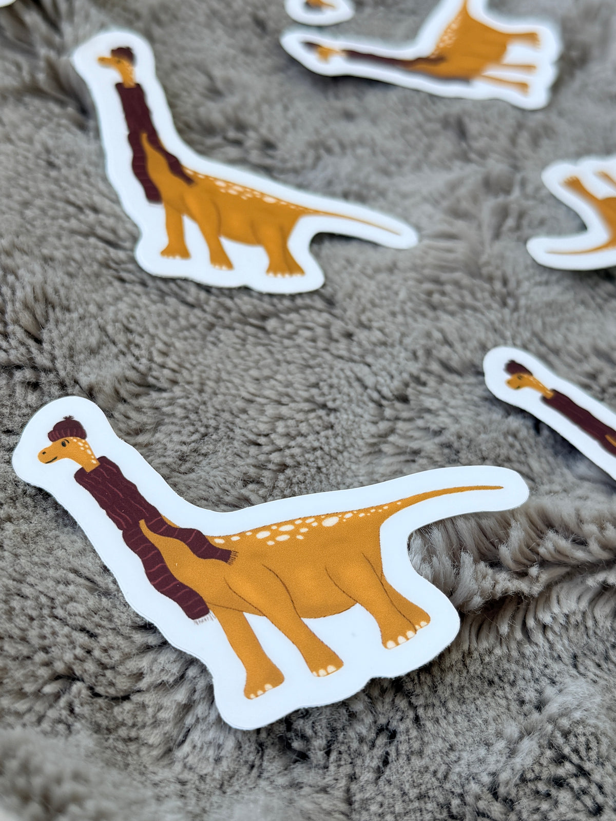 Cozy Brontosaurus Vinyl Sticker | Dino Lover Decal