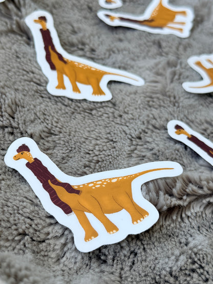 Cozy Brontosaurus Vinyl Sticker | Dino Lover Decal