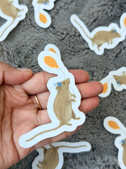 Quiet Birthday Mouse Vinyl Sticker