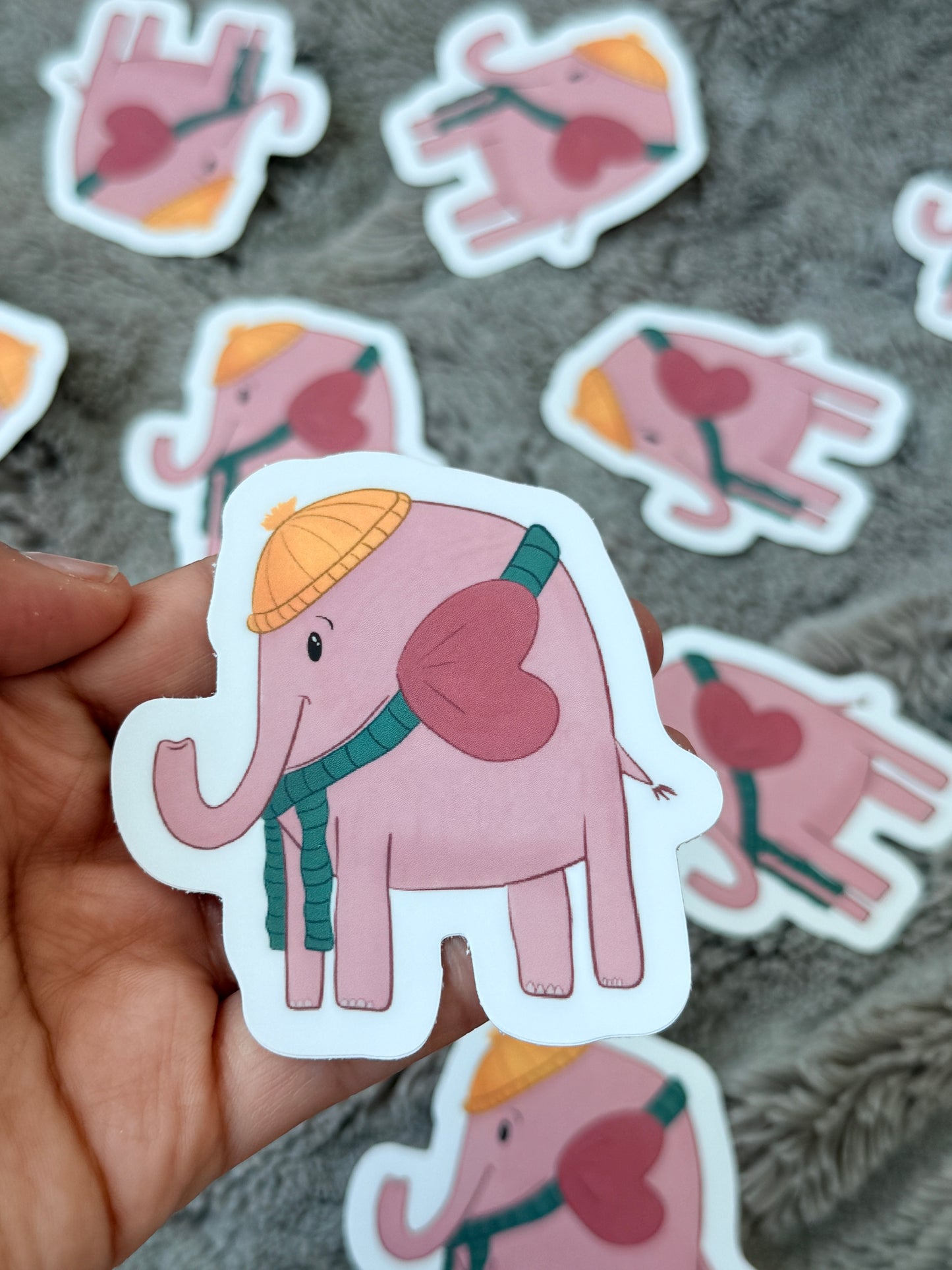 Cozy Elephant Vinyl Sticker