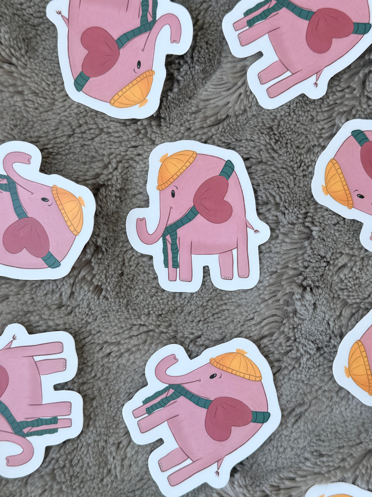 Cozy Elephant Vinyl Sticker
