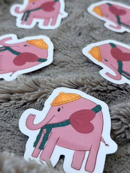 Cozy Elephant Vinyl Sticker