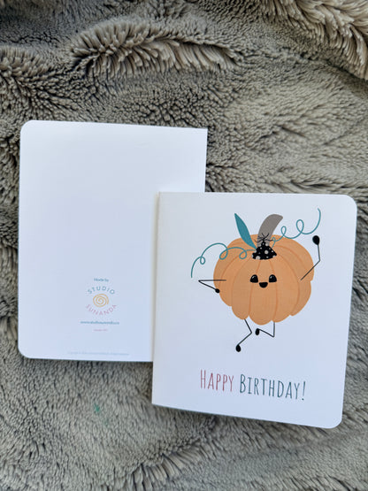 Dancing Pumpkin Birthday Card | Fall/Autumn Birthdays