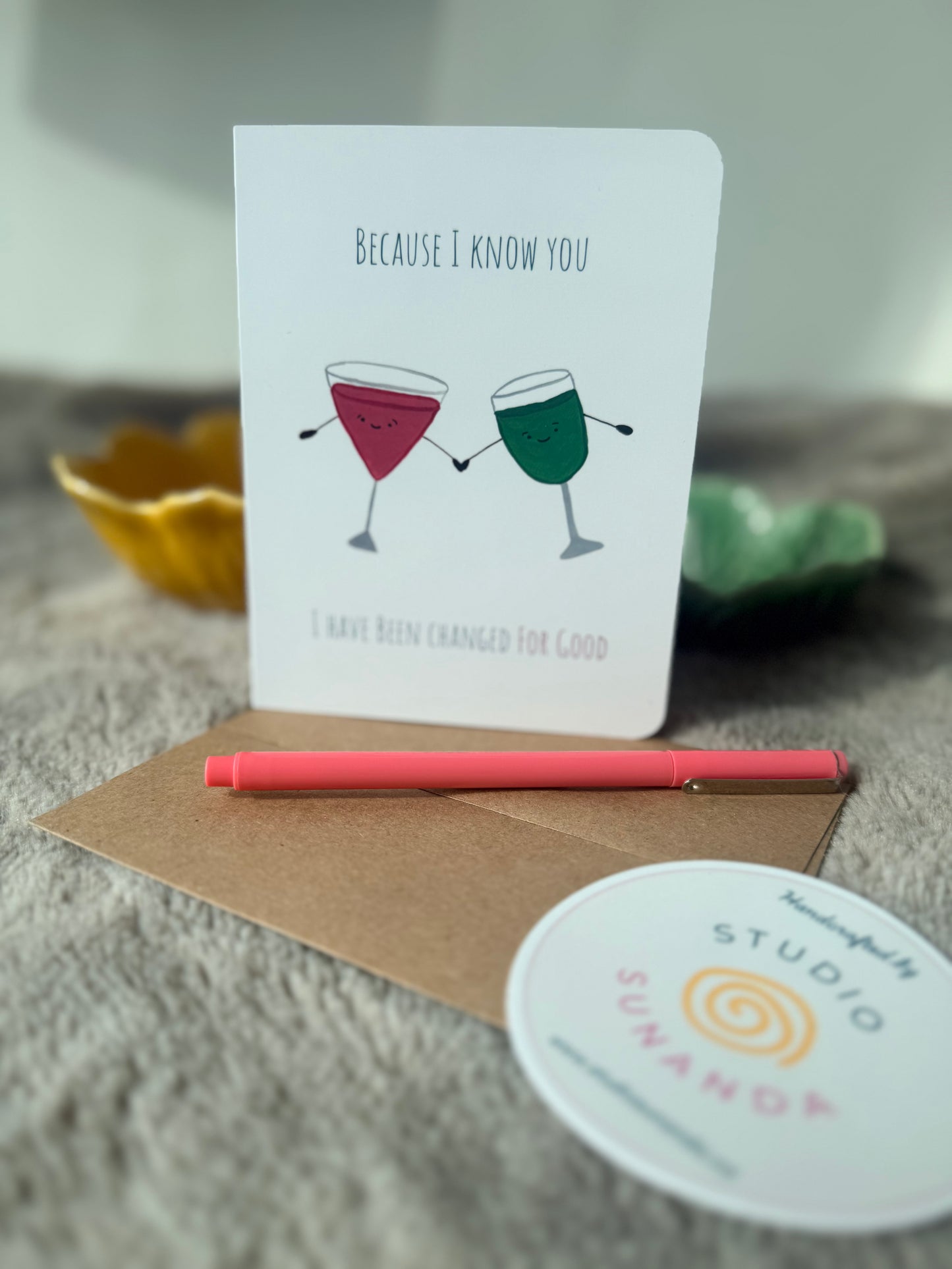 Pink and Green Cocktail Friendship Card