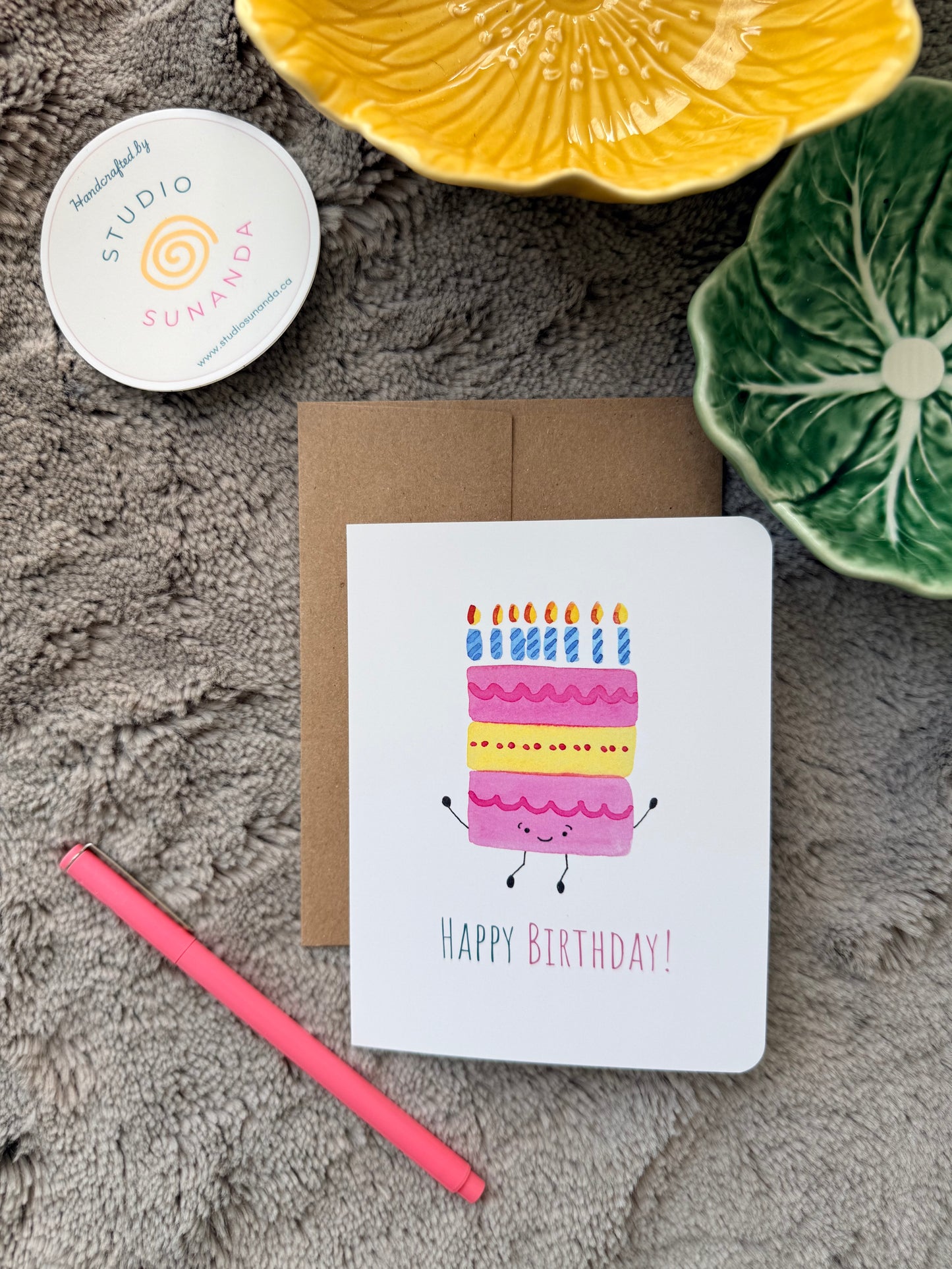 Watercolor Birthday Cake Card