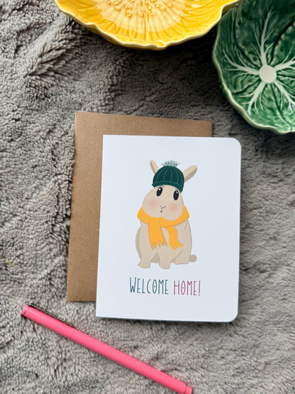 Welcome Home Cozy Winter Bunny Card