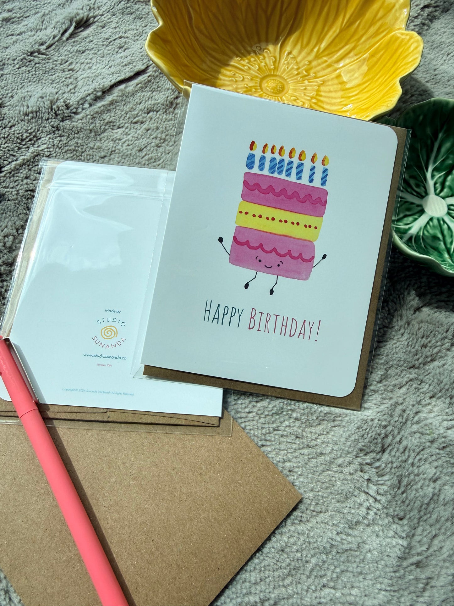 Watercolor Birthday Cake Card