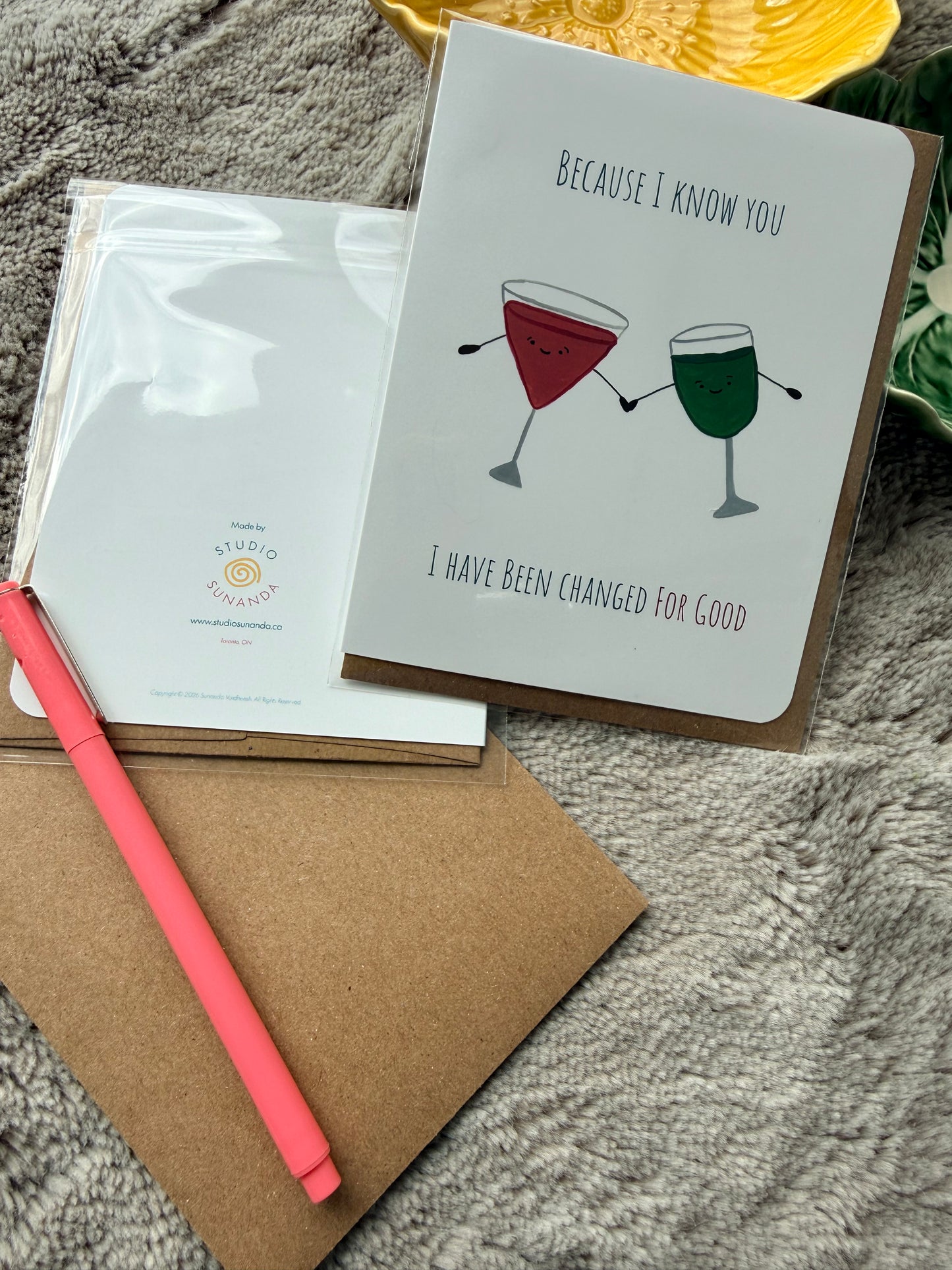 Pink and Green Cocktail Friendship Card