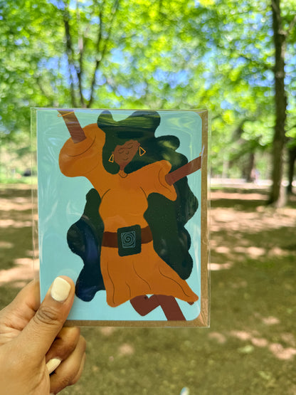 Joyful Dancing Lady Friendship Card