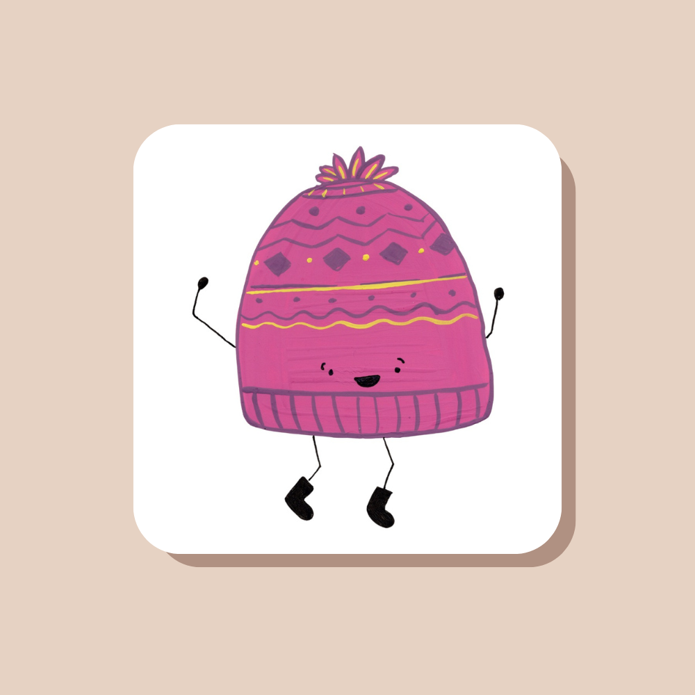 Cozy Pink Toque Winter Hat Sticker