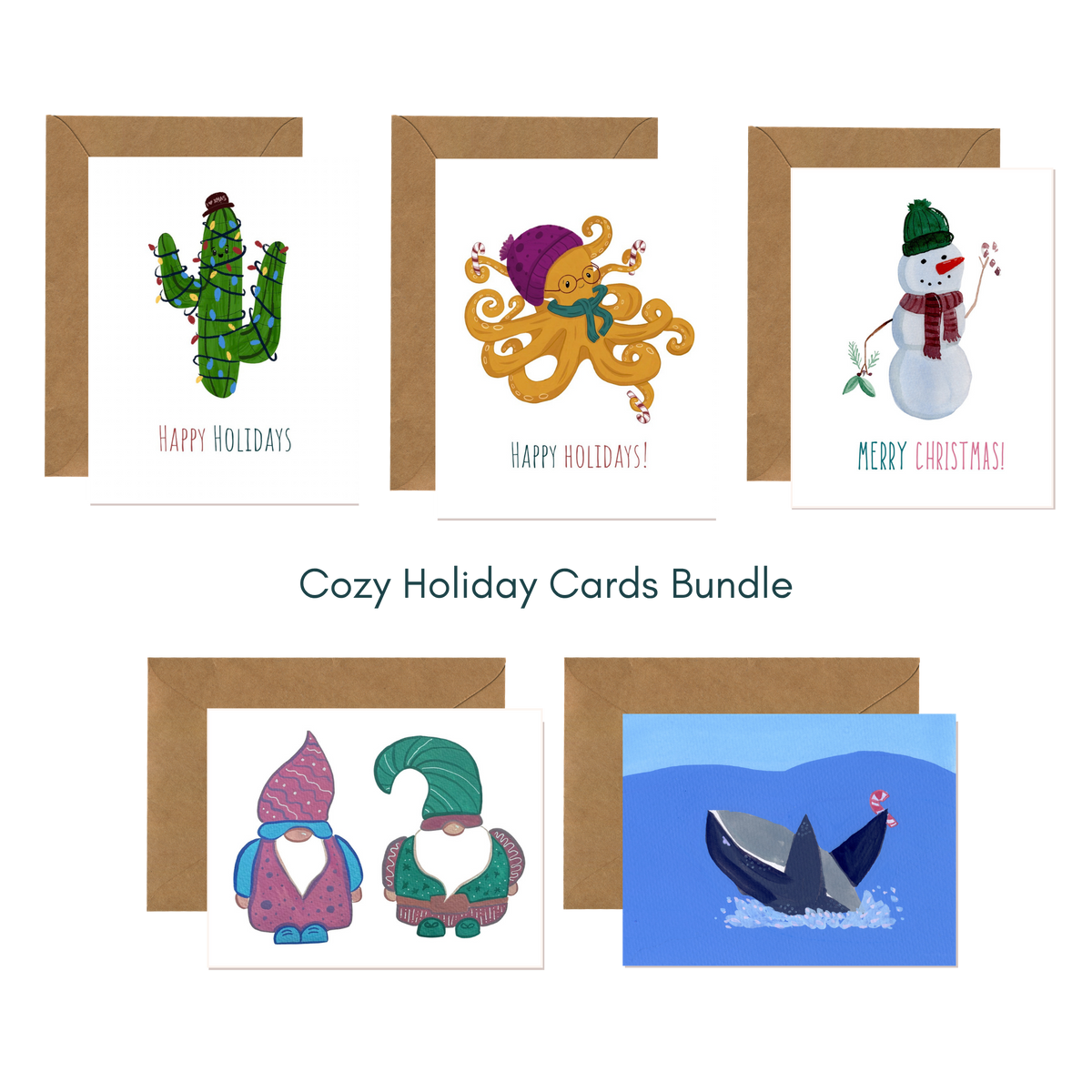 Cozy Holiday Cards Bundle | Set of 5 or 10