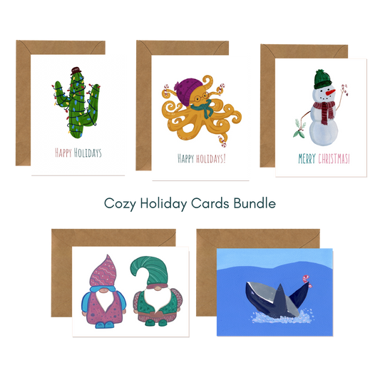 Cozy Holiday Cards Bundle | Set of 5 or 10