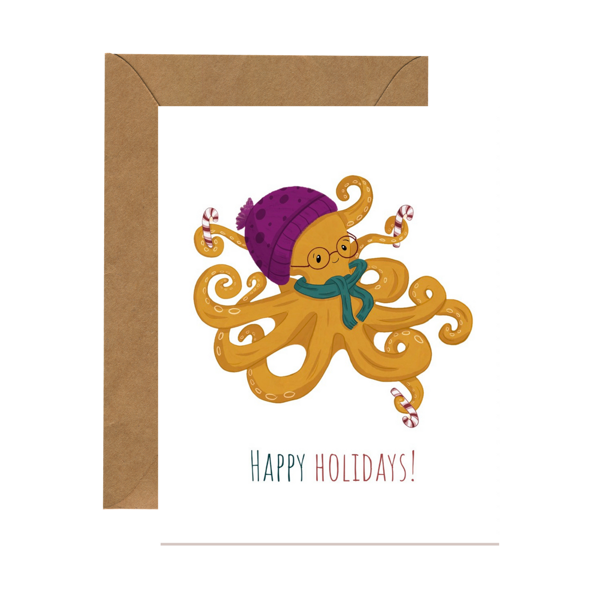 Cozy Octopus Happy Holidays Card