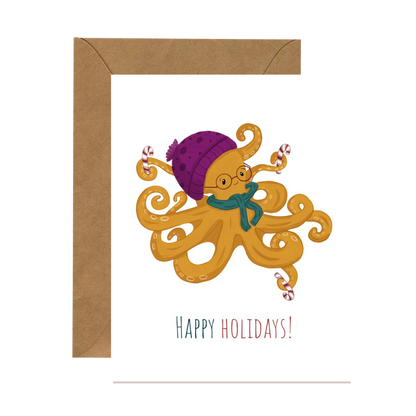Cozy Octopus Happy Holidays Card